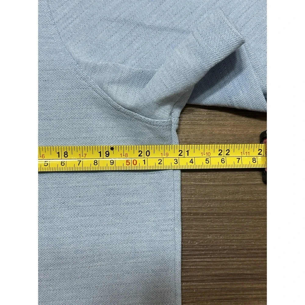 Lululemon Evolution Polo Shirt Mens Light Blue Striped Stretch Performance Sz L - Picture 4 of 7
